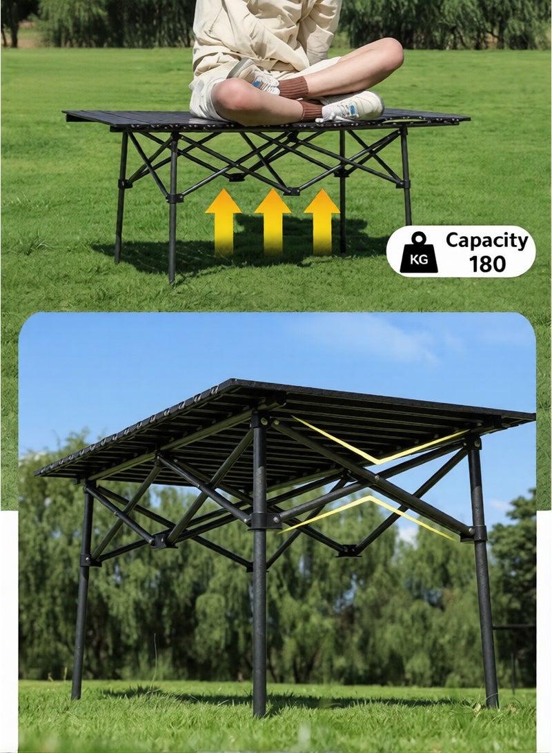 Beauenty 3-Piece Camping Set | Portable Camping Table with 2 Chairs, Folding Table with Carrying Bag 95×57×50cm and 2 Folding Chairs with Metal Frame  for Picnics, Travel, Beach, BBQ Black - Image 3